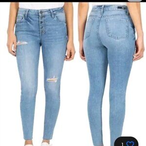 Kut From The Kloth Connie High Rise Button Fly Skinny Raw  Ankle Jeans - Size 10